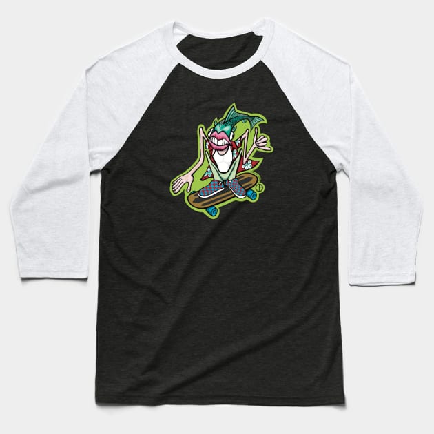 Fish Head Baseball T-Shirt by Art from the Blue Room